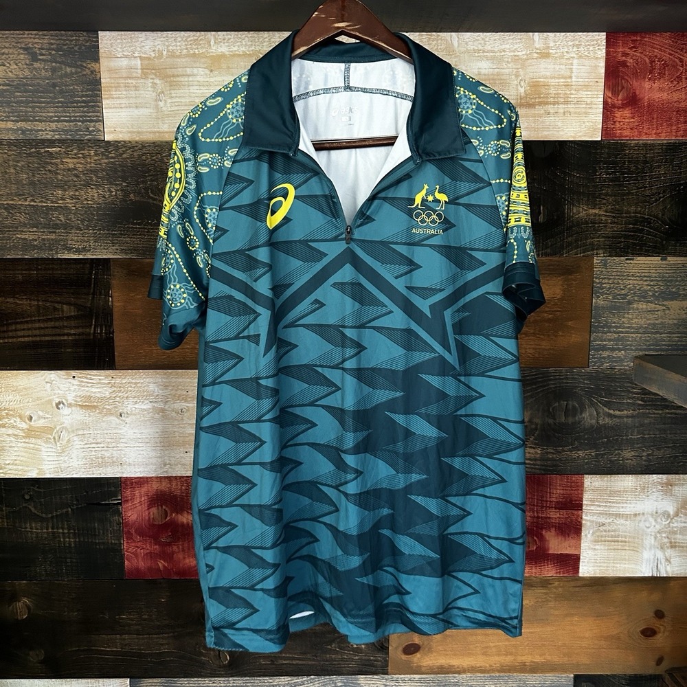 2024 Paris Olympic Games Team Australia Official AOC ASICS Polo Shirt Size L